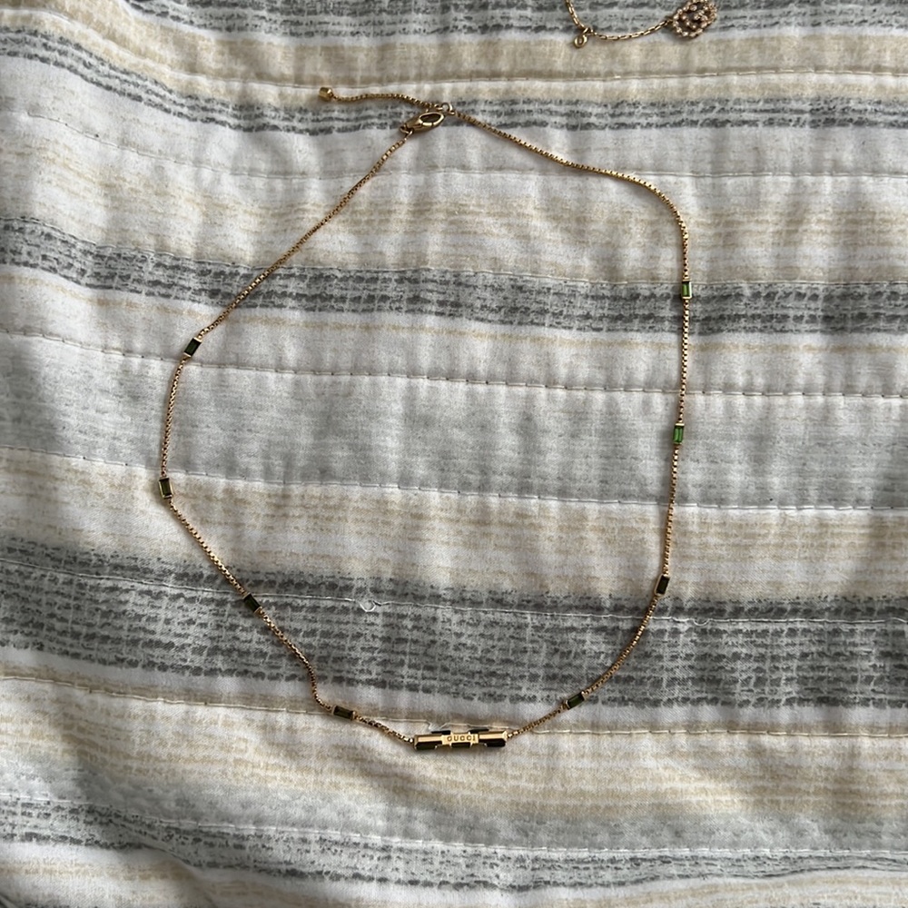 GUCCI 18k Yellow Gold Tourmaline Necklace